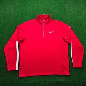 Budweiser Sweatshirt Mens XL Red 1/4 Zip Pullover Under Armour Employee Uniform